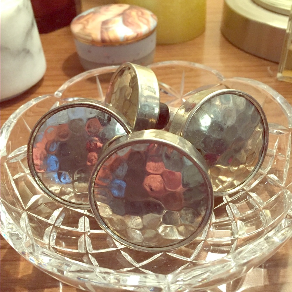 NWOT silver hammered drawer knobs x4